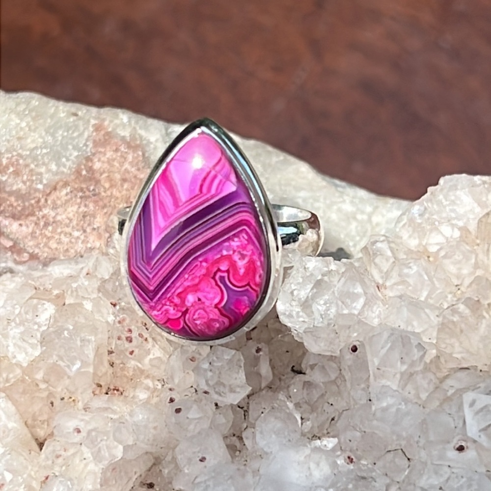 LAGUNA LACE AGATE 925 STERLING SILVER RING, SIZE6